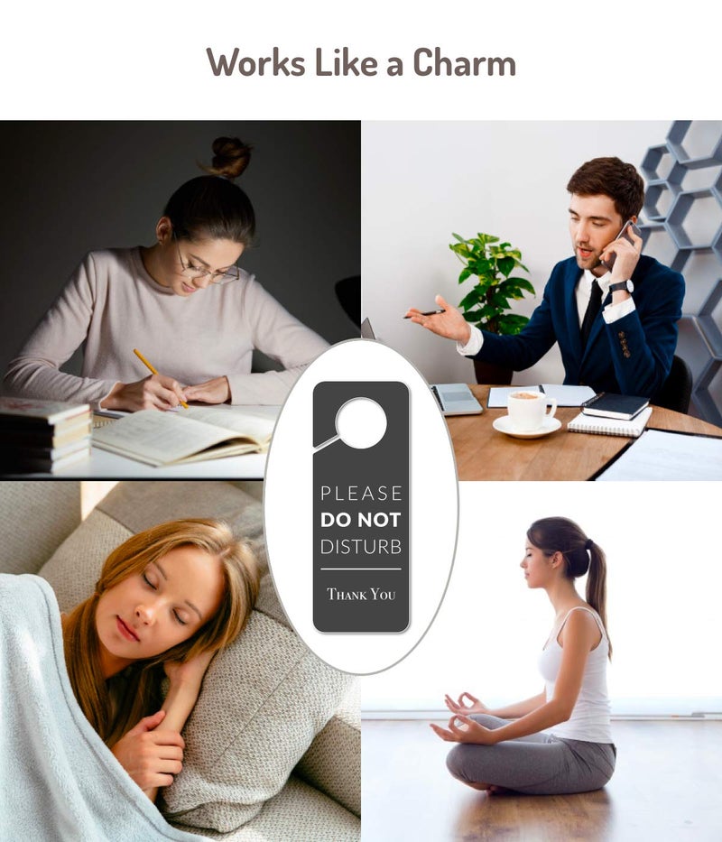 Fun-Plus Do Not Disturb Door Hanger Sign, 2 Pack (Printed on Both Sides), 9.3â€³x3.5â€³PVC Plastic, Please Do Not Disturb Sign for Home, Office, Hotel, Bathroom, Bedroom, Pumping, Breastfeeding, Therapists, Clinic - Image 4